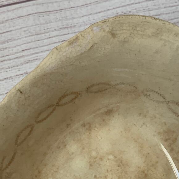 Antique Porcelain Cream Oval Bowl or Serving Dish with Roses Gold Chain 9" Long - Picture 11 of 16